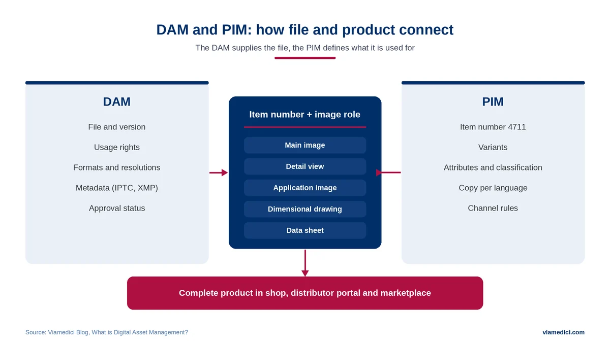 Digital asset management and PIM: linking file and item through image roles