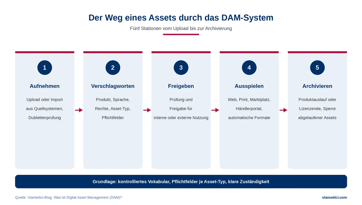 DAM-System: Lebenszyklus eines digitalen Assets vom Upload bis zur Archivierung